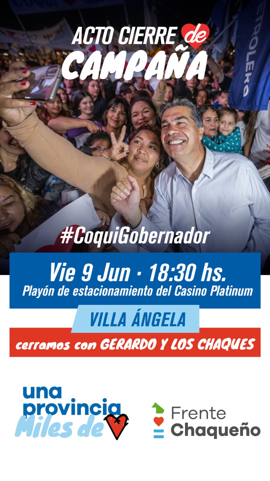 *Villa Ángela: gran cierre de campaña del Frente Chaqueño a pura música con Gerardo y Los Chaques*