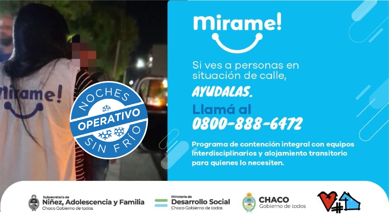 NOCHES SIN FRÍO: DESARROLLO SOCIAL REFUERZA INTERVENCIONES PARA LA CONTENCIÓN DE PERSONAS EN SITUACIÓN DE CALLE