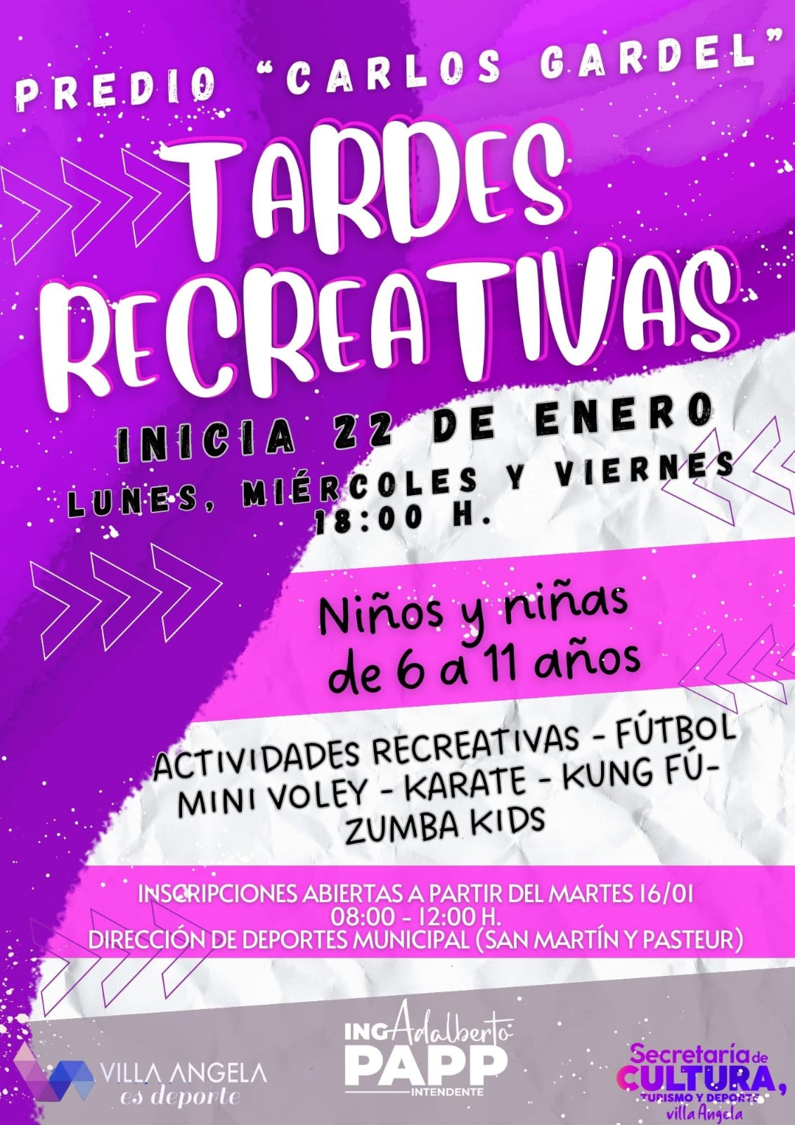 ESTE LUNES INICIAN LAS "TARDES RECREATIVAS" EN VILLA ÁNGELA 
