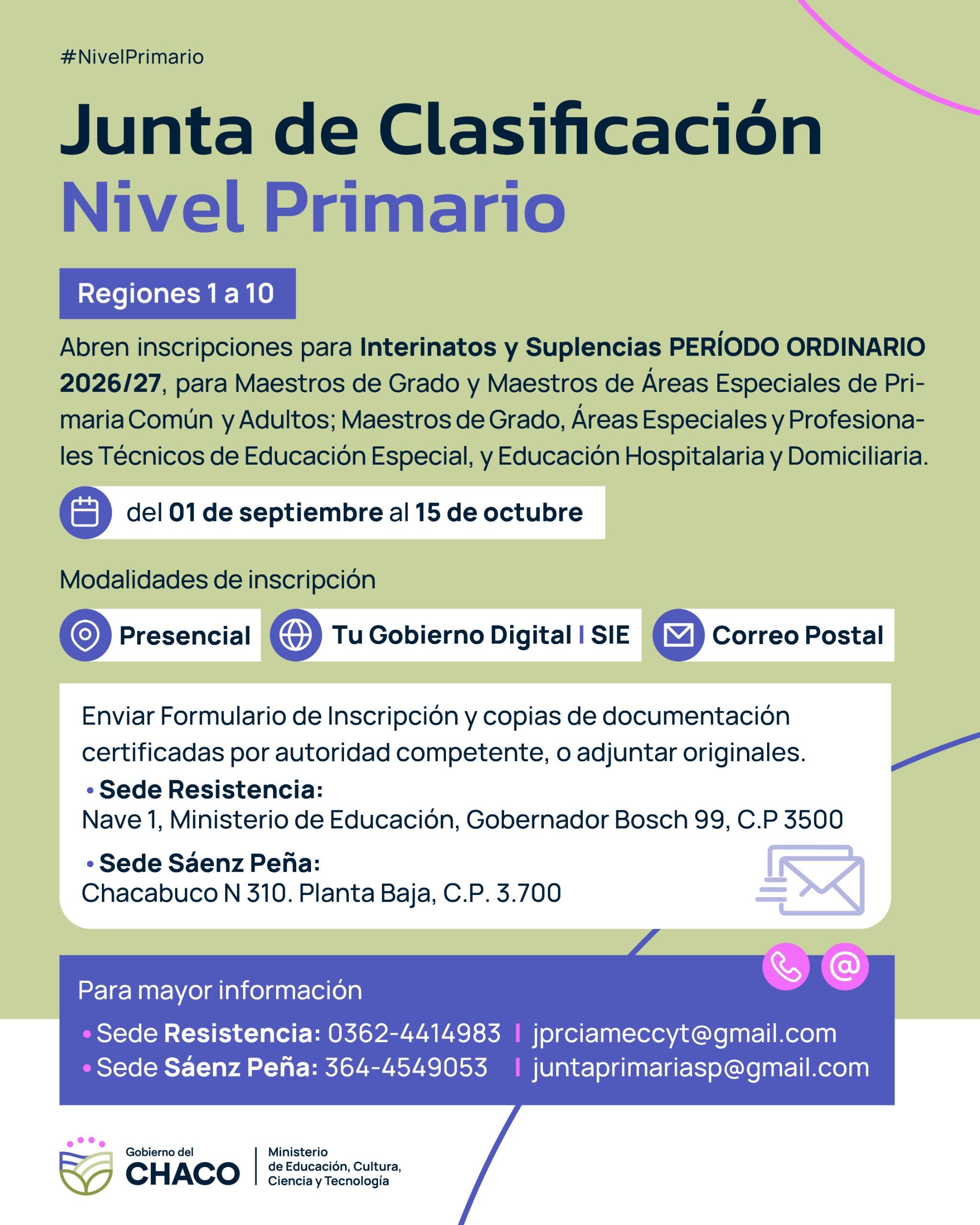 *NIVEL PRIMARIO: DESDE EL 1 DE SEPTIEMBRE ABRE LA INSCRIPCI&Oacute;N PARA INTERINATOS Y SUPLENCIAS 2026/27*